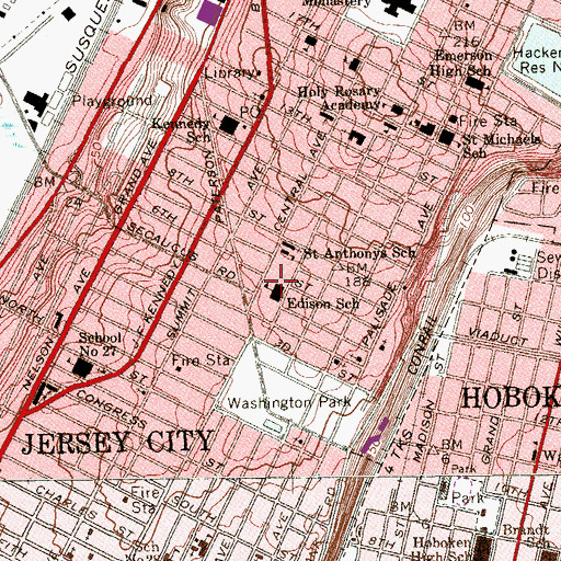 Topographic Map of Thomas A Edison Elementary School, NJ