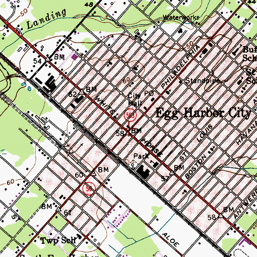 Topographic Map of Egg Harbor City, NJ