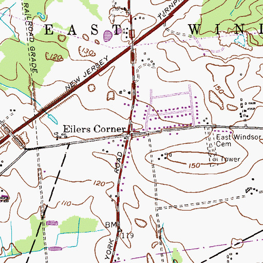 Topographic Map of Eilers Corner, NJ