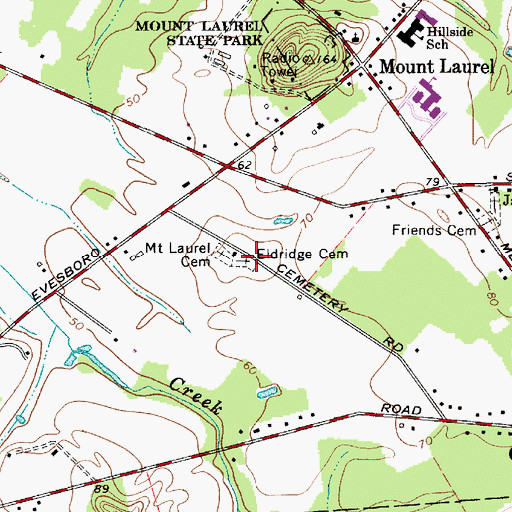 Topographic Map of Eldridge Cemetery, NJ