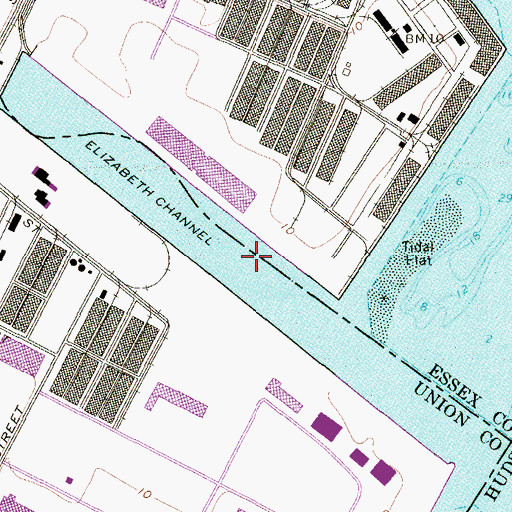 Topographic Map of Elizabeth Channel, NJ