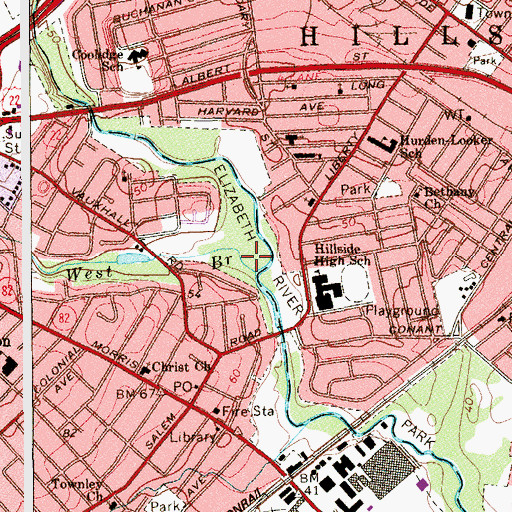 Topographic Map of Elizabeth River Park, NJ