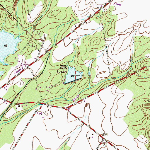 Topographic Map of Elk Lake, NJ