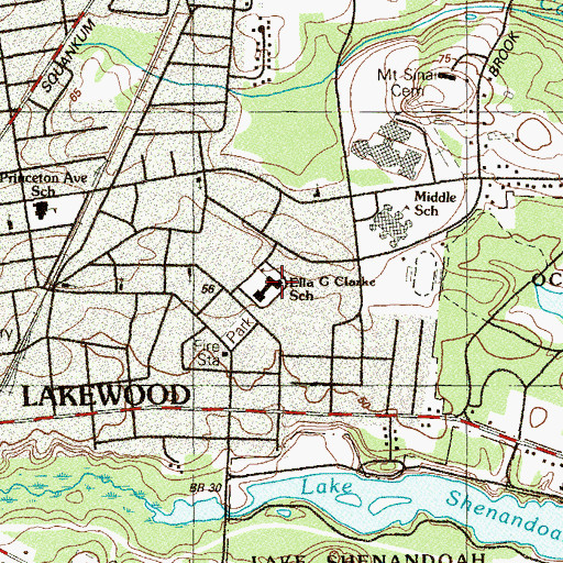 Topographic Map of Ella G Clarke Elementary School, NJ