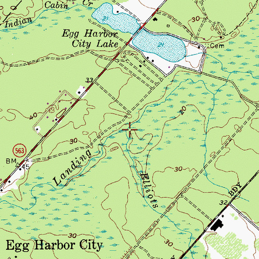 Topographic Map of Elliots Creek, NJ