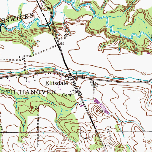 Topographic Map of Ellisdale, NJ