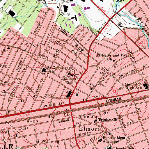Topographic Map of Elmora Elementary School, NJ