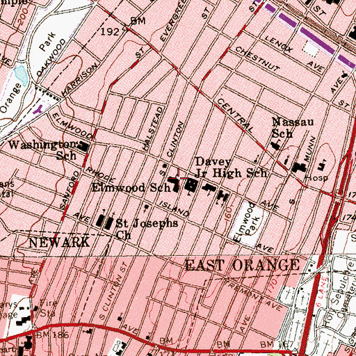 Topographic Map of Langston Hughes School, NJ