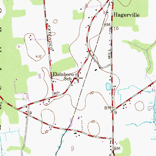 Topographic Map of Elsinboro School, NJ