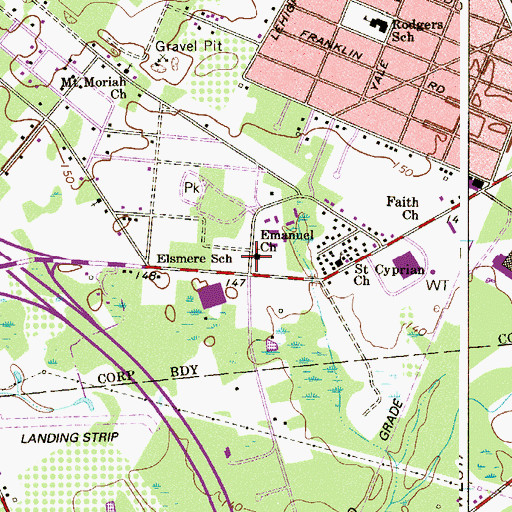 Topographic Map of Elsmere School, NJ