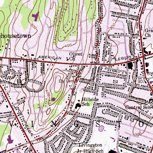 Topographic Map of Ely Cemetery, NJ