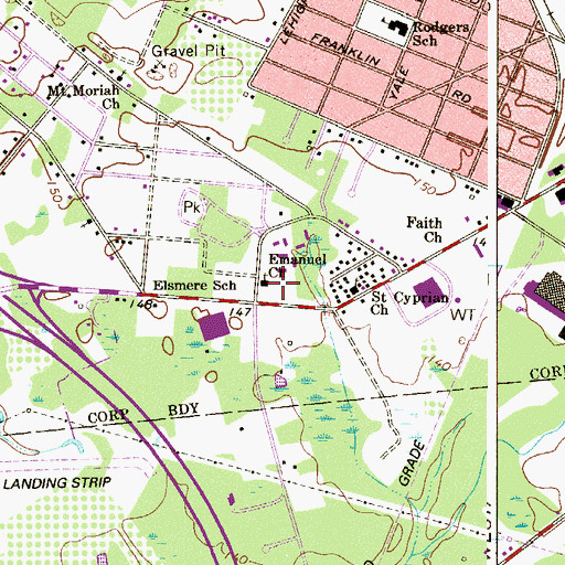 Topographic Map of Emanuel Church, NJ