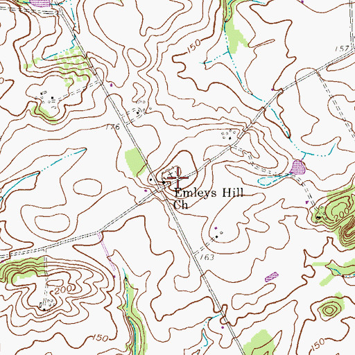 Topographic Map of Emleys Hill Church, NJ