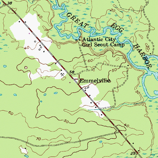 Topographic Map of Emmelsville, NJ