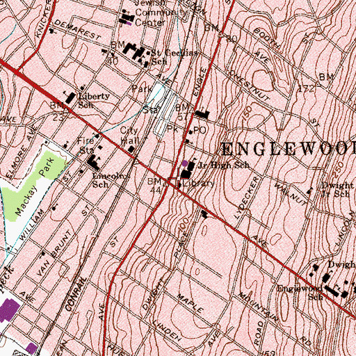 Topographic Map of Englewood, NJ