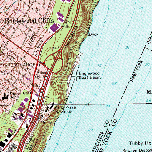 Topographic Map of Englewood Boat Basin, NJ
