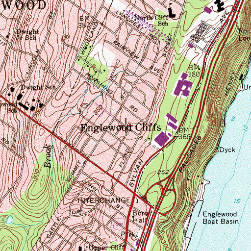 Topographic Map of Englewood Cliffs, NJ