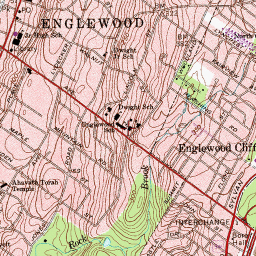 Topographic Map of Englewood School, NJ