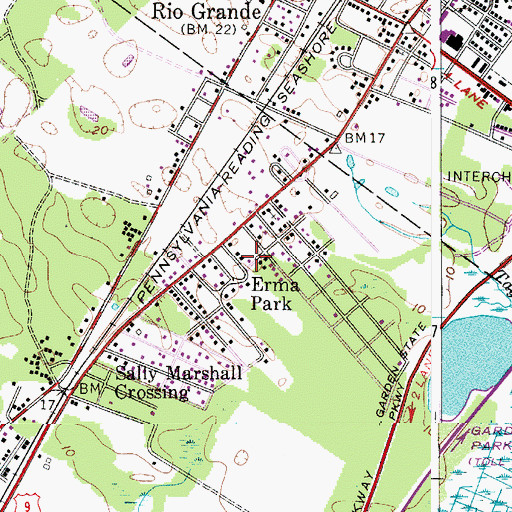 Topographic Map of Erma Park, NJ