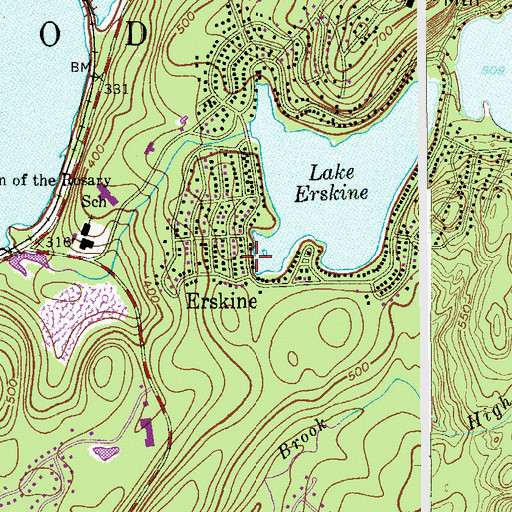 Topographic Map of Erskine, NJ