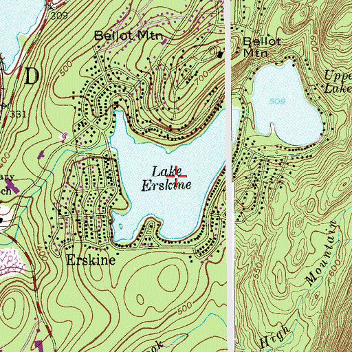 Topographic Map of Lake Erskine, NJ
