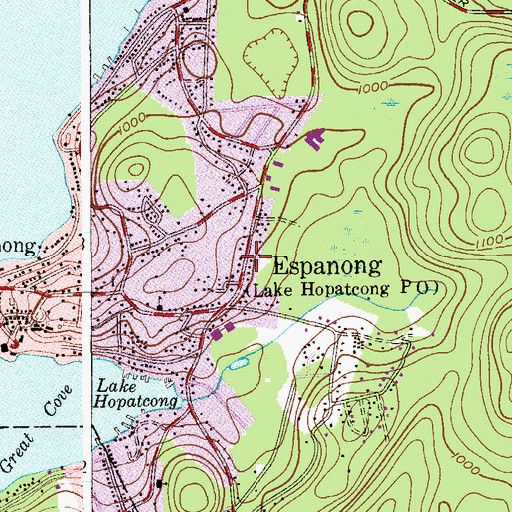 Topographic Map of Lake Hopatcong, NJ