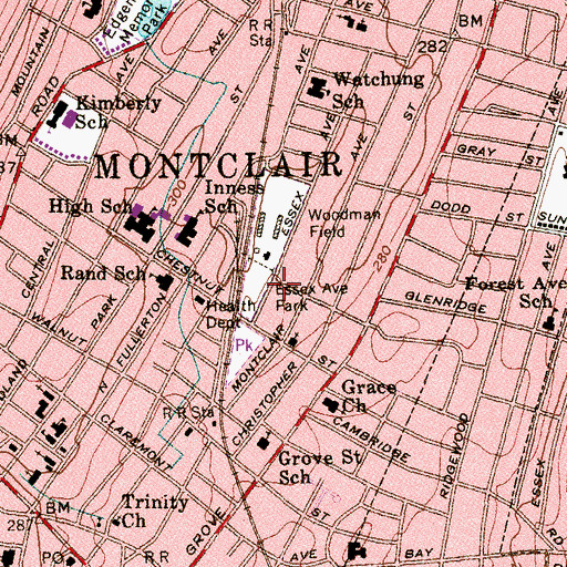 Topographic Map of Essex Avenue Park, NJ