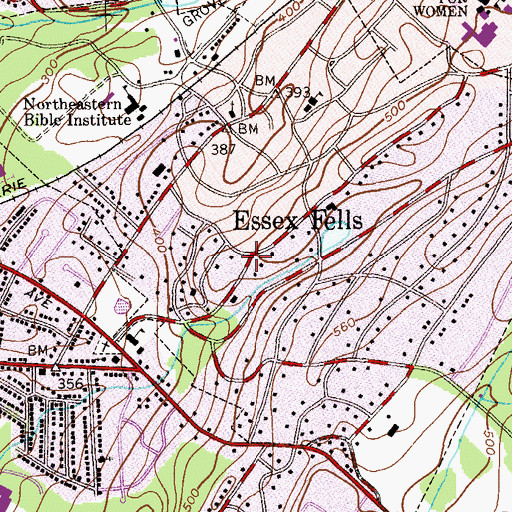 Topographic Map of Essex Fells, NJ