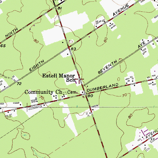 Topographic Map of Estell Manor School, NJ
