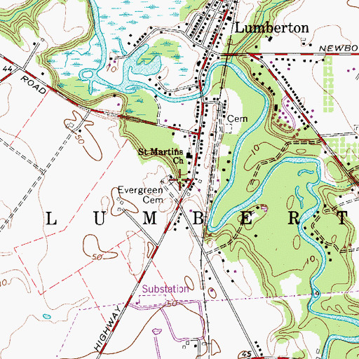 Topographic Map of Evergreen Cemetery, NJ