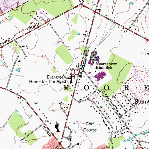 Topographic Map of Evergreen Home for the Aged, NJ