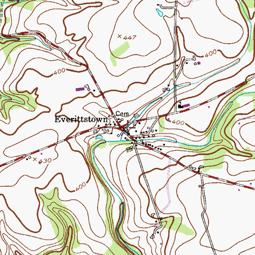 Topographic Map of Everittstown, NJ