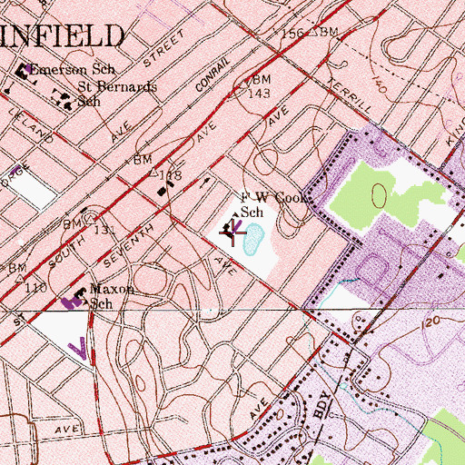 Topographic Map of Frederic W Cook Elementary School, NJ