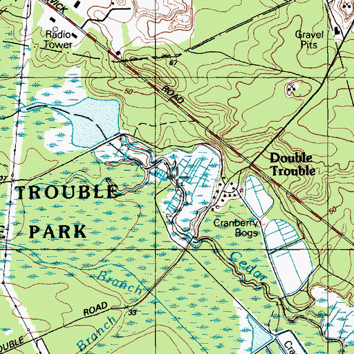 Topographic Map of Factory Branch, NJ
