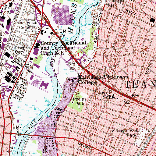 Topographic Map of Fairleigh Dickinson University, NJ
