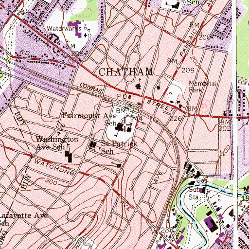 Topographic Map of Fairmount Avenue School (historical), NJ