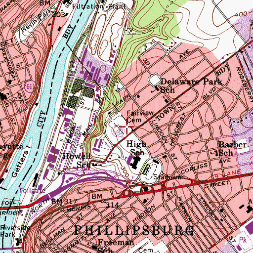 Topographic Map of Fairview Cemetery, NJ