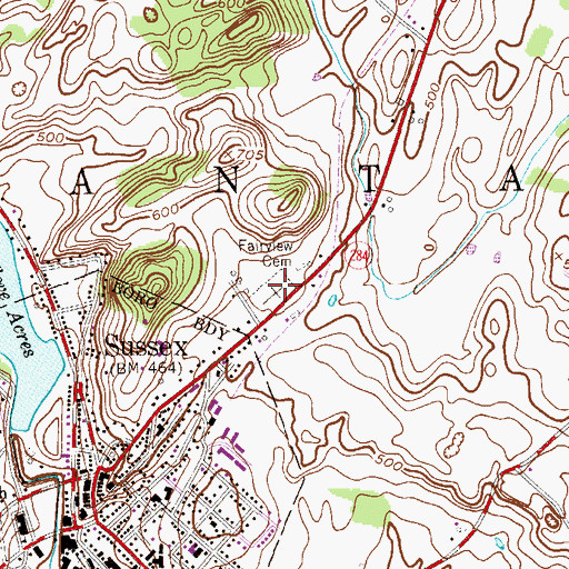Topographic Map of Fairview Cemetery, NJ