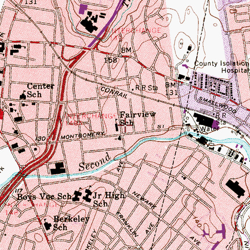 Topographic Map of Fairview Elementary School, NJ