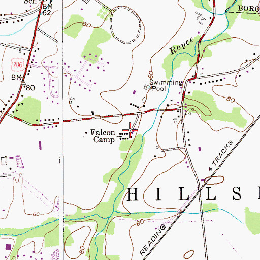 Topographic Map of Falcon Camp, NJ