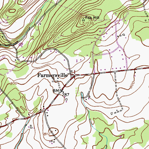 Topographic Map of Farmersville, NJ