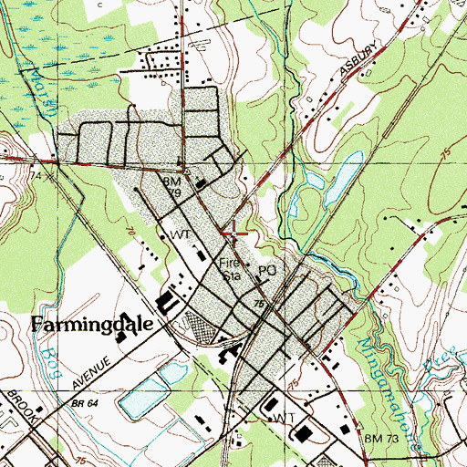 Topographic Map of Farmingdale, NJ