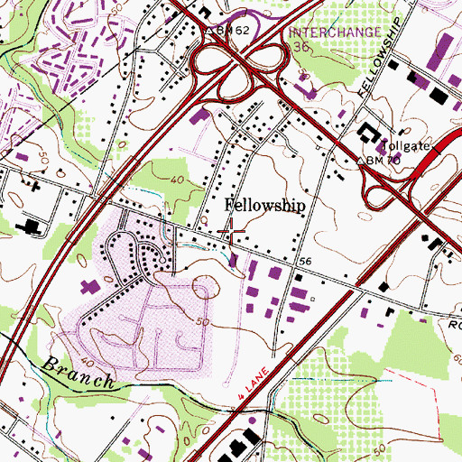 Topographic Map of Fellowship, NJ