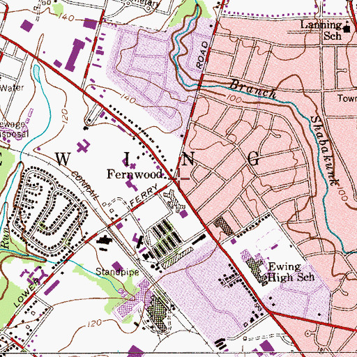 Topographic Map of Fernwood, NJ