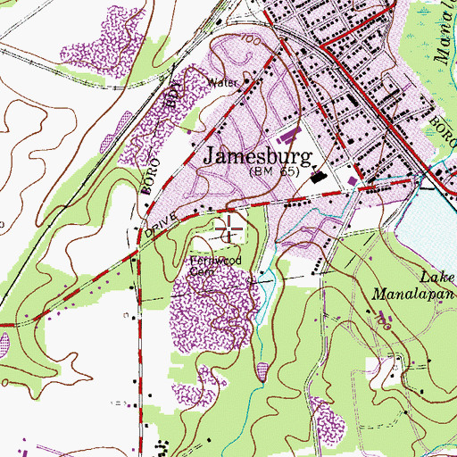 Topographic Map of Fernwood Cemetery, NJ
