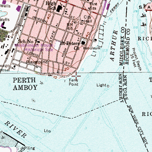 Topographic Map of Ferry Point, NJ