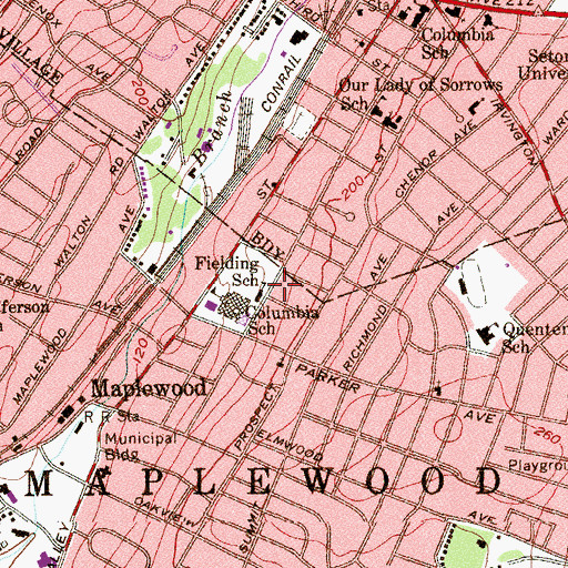 Topographic Map of Fielding School, NJ