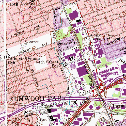 Topographic Map of Fifty-Fourth Street School, NJ