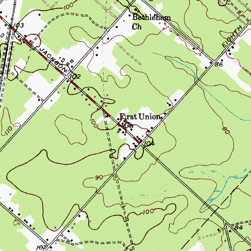 Topographic Map of First Union Church, NJ
