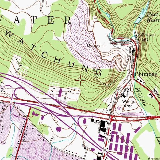 Topographic Map of First Watchung Mountain, NJ